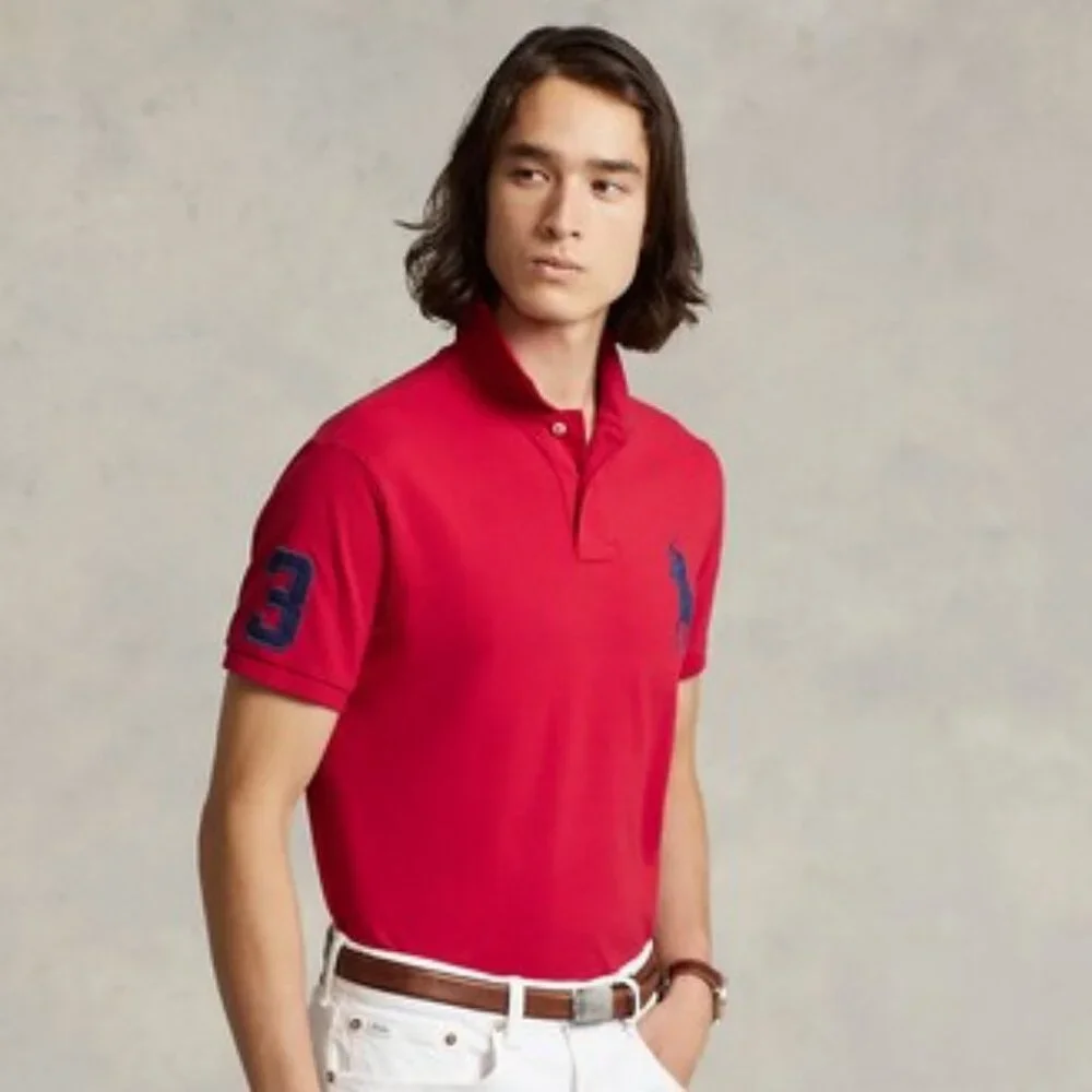POLO RALPH LAUREN Men's Collar No 3 T-Shirts Size Large Red - Picture 1 of 10